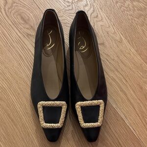 Sam Edelman Black Flats with Gold Buckle